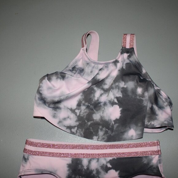 Pink & Grey 2 Pcs Justice Bikini Swimsuit Size 10 - Picture 2 of 11